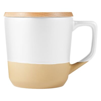 16.5oz Boston Ceramic Mug With Wood Lid In Mailer Thumbnail
